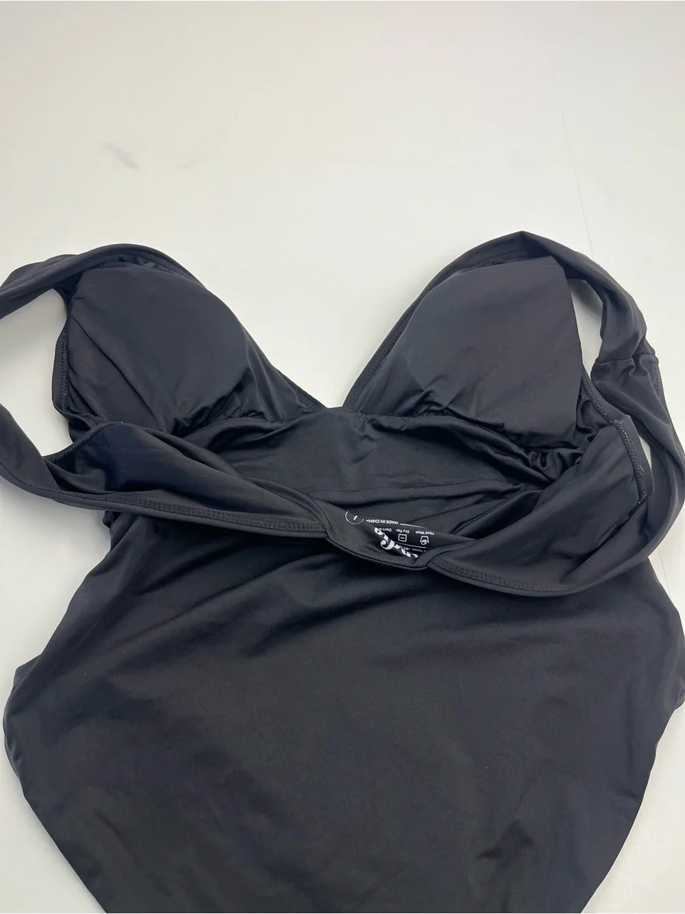 Andie Swim Mykonos V-Neck One-Piece Swimsuit Womens Size Large‎ Solid Black
